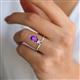 2 - Sorelle 1.00 ctw Pear Shape Amethyst accented Round Natural Diamond Floating Tear Drop Women Solitaire Plus Engagement Ring 