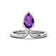 1 - Sorelle 1.00 ctw Pear Shape Amethyst accented Round Natural Diamond Floating Tear Drop Women Solitaire Plus Engagement Ring 