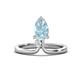1 - Sorelle 1.00 ctw Pear Shape Aquamarine accented Round Natural Diamond Floating Tear Drop Women Solitaire Plus Engagement Ring 