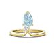 1 - Sorelle 1.00 ctw Pear Shape Aquamarine accented Round Natural Diamond Floating Tear Drop Women Solitaire Plus Engagement Ring 