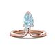 1 - Sorelle 1.00 ctw Pear Shape Aquamarine accented Round Natural Diamond Floating Tear Drop Women Solitaire Plus Engagement Ring 