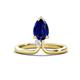 1 - Sorelle 1.35 ctw Pear Shape Created Blue Sapphire accented Round Natural Diamond Floating Tear Drop Women Solitaire Plus Engagement Ring 
