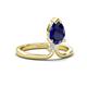 4 - Sorelle 1.35 ctw Pear Shape Created Blue Sapphire accented Round Natural Diamond Floating Tear Drop Women Solitaire Plus Engagement Ring 