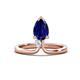 1 - Sorelle 1.35 ctw Pear Shape Created Blue Sapphire accented Round Natural Diamond Floating Tear Drop Women Solitaire Plus Engagement Ring 