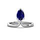 1 - Sorelle 1.35 ctw Pear Shape Created Blue Sapphire accented Round Natural Diamond Floating Tear Drop Women Solitaire Plus Engagement Ring 