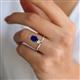 2 - Sorelle 1.35 ctw Pear Shape Created Blue Sapphire accented Round Natural Diamond Floating Tear Drop Women Solitaire Plus Engagement Ring 