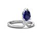 4 - Sorelle 1.35 ctw Pear Shape Created Blue Sapphire accented Round Natural Diamond Floating Tear Drop Women Solitaire Plus Engagement Ring 