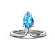1 - Sorelle 1.45 ctw Pear Shape Blue Topaz accented Round Natural Diamond Floating Tear Drop Women Solitaire Plus Engagement Ring 