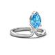 4 - Sorelle 1.45 ctw Pear Shape Blue Topaz accented Round Natural Diamond Floating Tear Drop Women Solitaire Plus Engagement Ring 