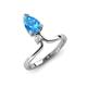 5 - Sorelle 1.45 ctw Pear Shape Blue Topaz accented Round Natural Diamond Floating Tear Drop Women Solitaire Plus Engagement Ring 