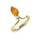 5 - Sorelle 0.84 ctw Pear Shape Citrine accented Round Natural Diamond Floating Tear Drop Women Solitaire Plus Engagement Ring 