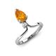 5 - Sorelle 0.84 ctw Pear Shape Citrine accented Round Natural Diamond Floating Tear Drop Women Solitaire Plus Engagement Ring 