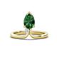 1 - Sorelle 1.05 ctw Pear Shape Created Emerald accented Round Natural Diamond Floating Tear Drop Women Solitaire Plus Engagement Ring 