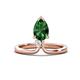 1 - Sorelle 1.05 ctw Pear Shape Created Emerald accented Round Natural Diamond Floating Tear Drop Women Solitaire Plus Engagement Ring 