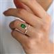 2 - Sorelle 1.05 ctw Pear Shape Created Emerald accented Round Natural Diamond Floating Tear Drop Women Solitaire Plus Engagement Ring 