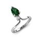 5 - Sorelle 1.05 ctw Pear Shape Created Emerald accented Round Natural Diamond Floating Tear Drop Women Solitaire Plus Engagement Ring 