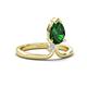4 - Sorelle 1.05 ctw Pear Shape Created Emerald accented Round Natural Diamond Floating Tear Drop Women Solitaire Plus Engagement Ring 