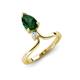 5 - Sorelle 1.05 ctw Pear Shape Created Emerald accented Round Natural Diamond Floating Tear Drop Women Solitaire Plus Engagement Ring 