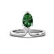 1 - Sorelle 1.05 ctw Pear Shape Created Emerald accented Round Natural Diamond Floating Tear Drop Women Solitaire Plus Engagement Ring 