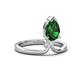 4 - Sorelle 1.05 ctw Pear Shape Created Emerald accented Round Natural Diamond Floating Tear Drop Women Solitaire Plus Engagement Ring 