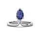 1 - Sorelle 0.73 ctw Pear Shape Iolite accented Round Natural Diamond Floating Tear Drop Women Solitaire Plus Engagement Ring 