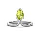 1 - Sorelle 1.00 ctw Pear Shape Peridot accented Round Natural Diamond Floating Tear Drop Women Solitaire Plus Engagement Ring 