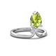 4 - Sorelle 1.00 ctw Pear Shape Peridot accented Round Natural Diamond Floating Tear Drop Women Solitaire Plus Engagement Ring 