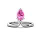 1 - Sorelle 1.35 ctw Pear Shape Created Pink Sapphire accented Round Natural Diamond Floating Tear Drop Women Solitaire Plus Engagement Ring 