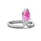 4 - Sorelle 1.35 ctw Pear Shape Created Pink Sapphire accented Round Natural Diamond Floating Tear Drop Women Solitaire Plus Engagement Ring 