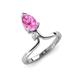 5 - Sorelle 1.35 ctw Pear Shape Created Pink Sapphire accented Round Natural Diamond Floating Tear Drop Women Solitaire Plus Engagement Ring 