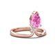 4 - Sorelle 1.35 ctw Pear Shape Created Pink Sapphire accented Round Natural Diamond Floating Tear Drop Women Solitaire Plus Engagement Ring 