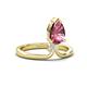 4 - Sorelle 0.85 ctw Pear Shape Pink Tourmaline accented Round Natural Diamond Floating Tear Drop Women Solitaire Plus Engagement Ring 