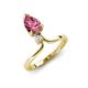 5 - Sorelle 0.85 ctw Pear Shape Pink Tourmaline accented Round Natural Diamond Floating Tear Drop Women Solitaire Plus Engagement Ring 