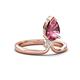 4 - Sorelle 0.85 ctw Pear Shape Pink Tourmaline accented Round Natural Diamond Floating Tear Drop Women Solitaire Plus Engagement Ring 