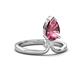 4 - Sorelle 0.85 ctw Pear Shape Pink Tourmaline accented Round Natural Diamond Floating Tear Drop Women Solitaire Plus Engagement Ring 