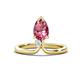 1 - Sorelle 0.85 ctw Pear Shape Pink Tourmaline accented Round Natural Diamond Floating Tear Drop Women Solitaire Plus Engagement Ring 