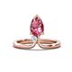 1 - Sorelle 0.85 ctw Pear Shape Pink Tourmaline accented Round Natural Diamond Floating Tear Drop Women Solitaire Plus Engagement Ring 