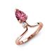 5 - Sorelle 0.85 ctw Pear Shape Pink Tourmaline accented Round Natural Diamond Floating Tear Drop Women Solitaire Plus Engagement Ring 