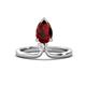 1 - Sorelle 1.15 ctw Pear Shape Red Garnet accented Round Natural Diamond Floating Tear Drop Women Solitaire Plus Engagement Ring 