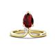 1 - Sorelle 1.15 ctw Pear Shape Red Garnet accented Round Natural Diamond Floating Tear Drop Women Solitaire Plus Engagement Ring 