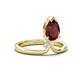 4 - Sorelle 1.15 ctw Pear Shape Red Garnet accented Round Natural Diamond Floating Tear Drop Women Solitaire Plus Engagement Ring 