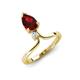 5 - Sorelle 1.15 ctw Pear Shape Red Garnet accented Round Natural Diamond Floating Tear Drop Women Solitaire Plus Engagement Ring 
