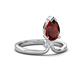 4 - Sorelle 1.15 ctw Pear Shape Red Garnet accented Round Natural Diamond Floating Tear Drop Women Solitaire Plus Engagement Ring 