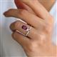 2 - Sorelle 1.15 ctw Pear Shape Rhodolite Garnet accented Round Natural Diamond Floating Tear Drop Women Solitaire Plus Engagement Ring 