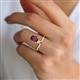 2 - Sorelle 1.15 ctw Pear Shape Rhodolite Garnet accented Round Natural Diamond Floating Tear Drop Women Solitaire Plus Engagement Ring 