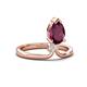 4 - Sorelle 1.15 ctw Pear Shape Rhodolite Garnet accented Round Natural Diamond Floating Tear Drop Women Solitaire Plus Engagement Ring 