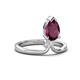 4 - Sorelle 1.15 ctw Pear Shape Rhodolite Garnet accented Round Natural Diamond Floating Tear Drop Women Solitaire Plus Engagement Ring 