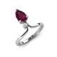 5 - Sorelle 1.15 ctw Pear Shape Rhodolite Garnet accented Round Natural Diamond Floating Tear Drop Women Solitaire Plus Engagement Ring 