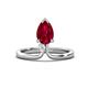1 - Sorelle 1.65 ctw Pear Shape Created Ruby accented Round Natural Diamond Floating Tear Drop Women Solitaire Plus Engagement Ring 