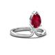 4 - Sorelle 1.65 ctw Pear Shape Created Ruby accented Round Natural Diamond Floating Tear Drop Women Solitaire Plus Engagement Ring 